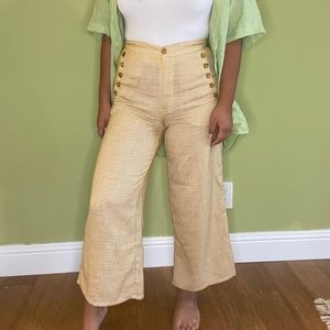 Yellow plaid flare pants